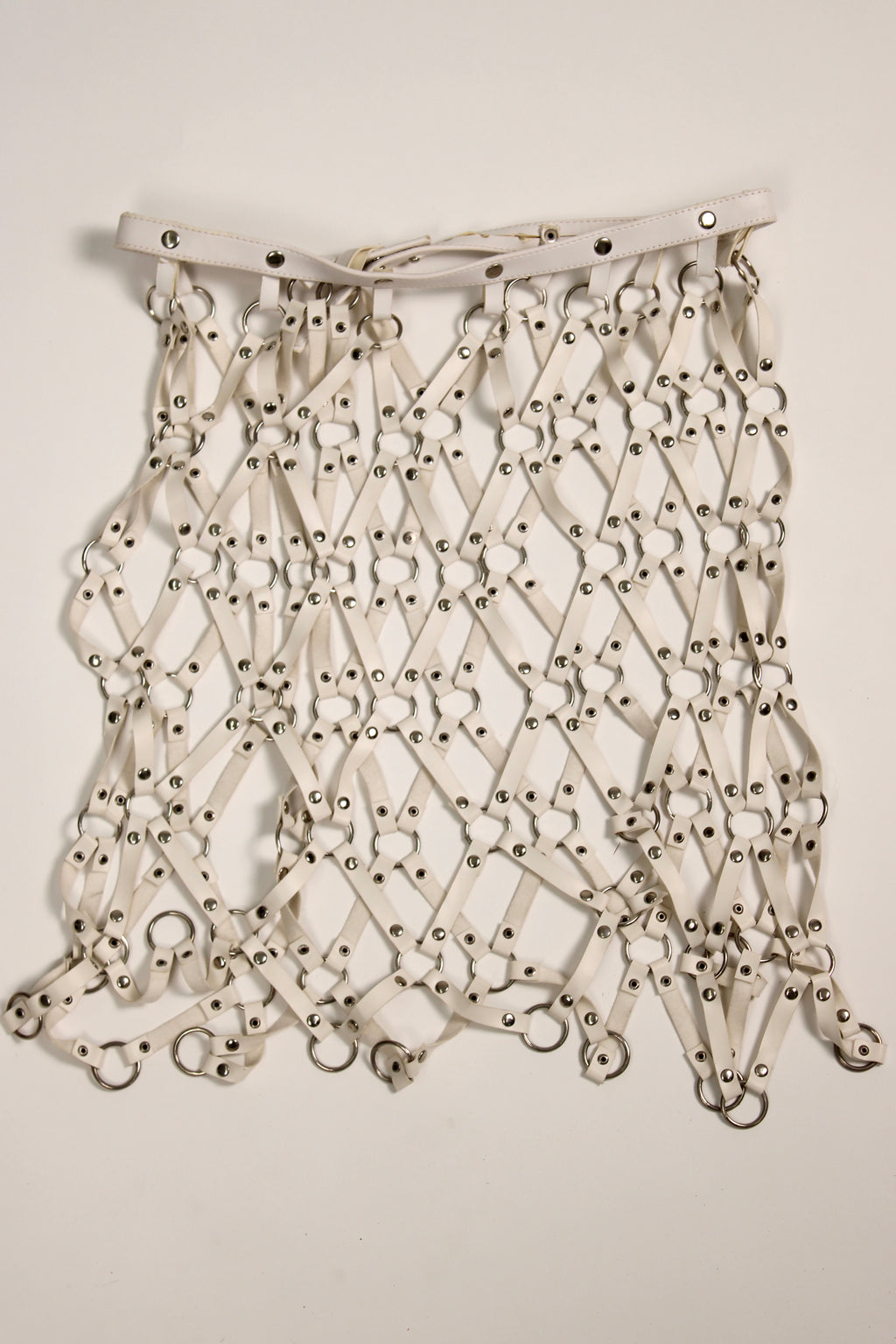 White Leather Fishnet Skirt Rental