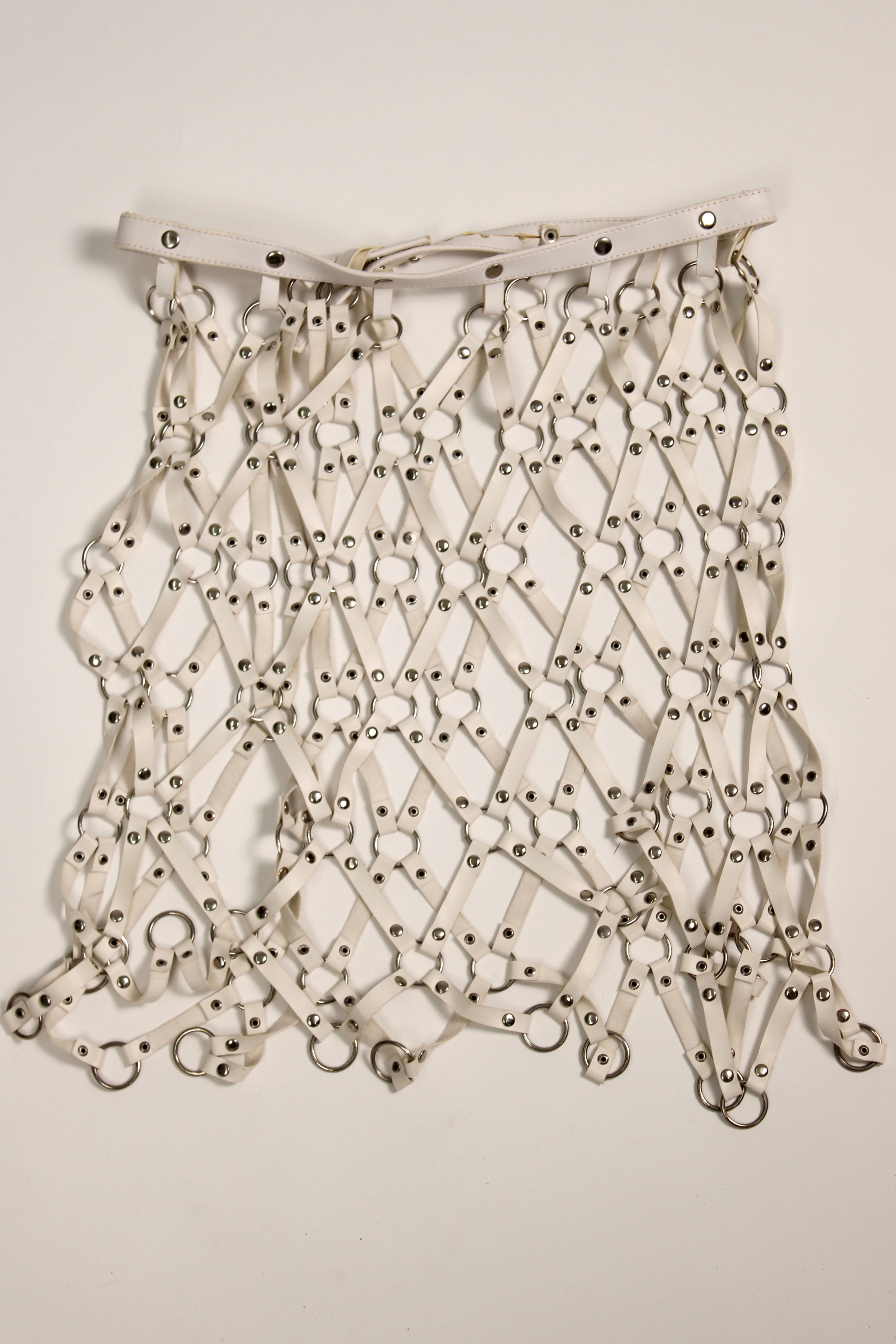 White Leather Fishnet Skirt Rental