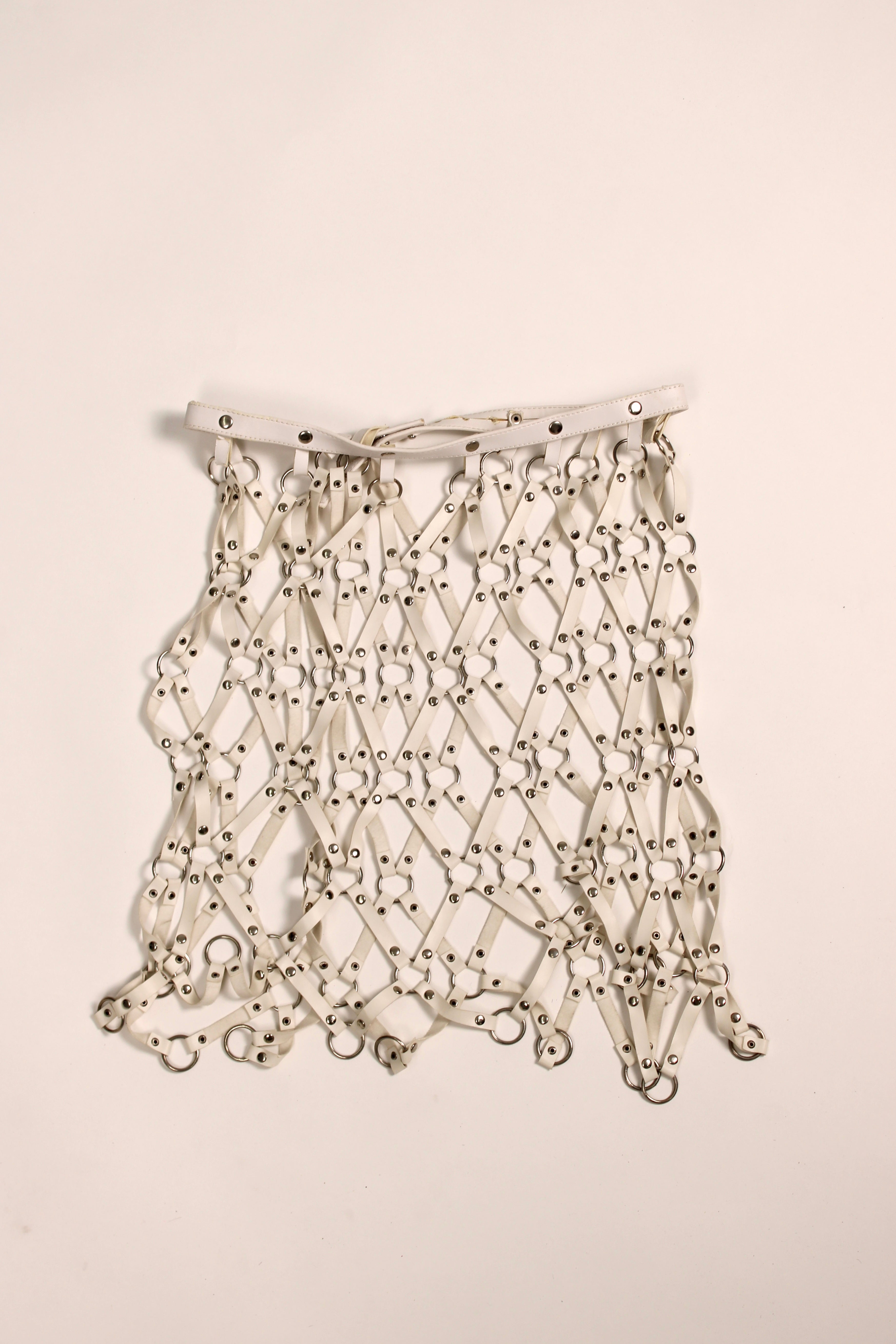 White Leather Fishnet Skirt Rental