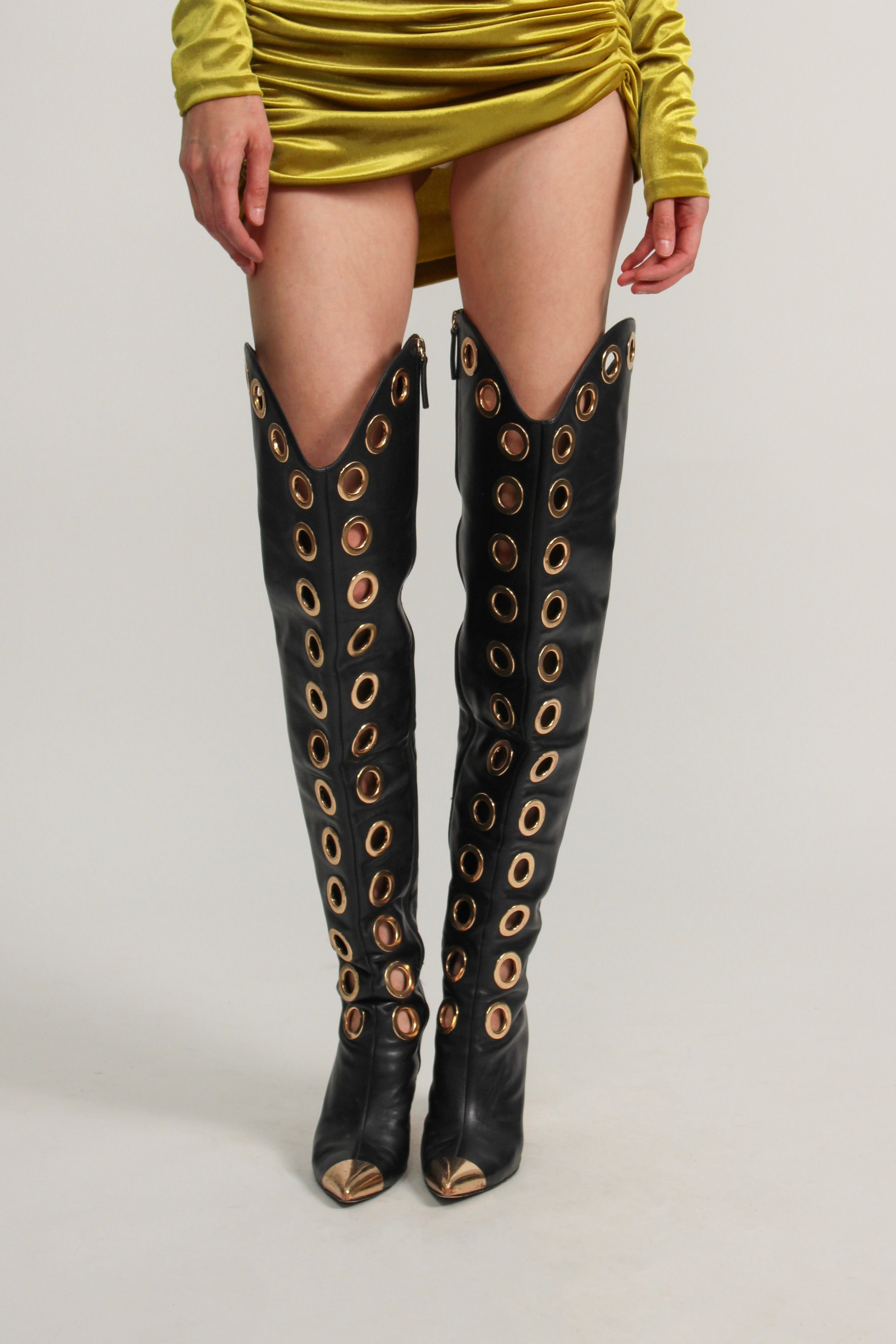 Jennifer Le Black and Gold Boots Rental
